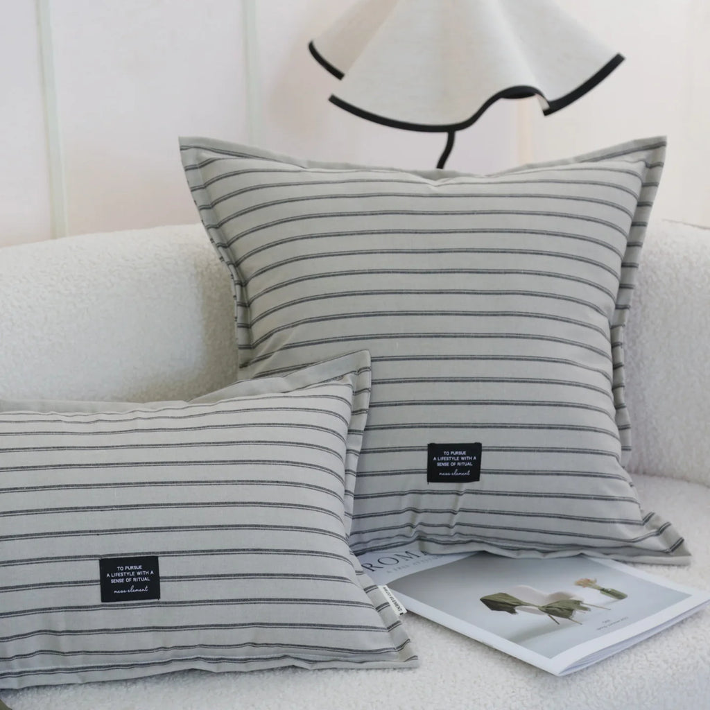Minimalist Cotton Canvas Striped Cushion