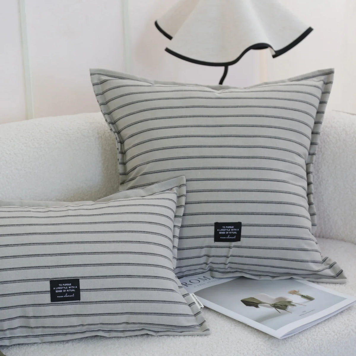 Minimalist Cotton Canvas Striped Cushion
