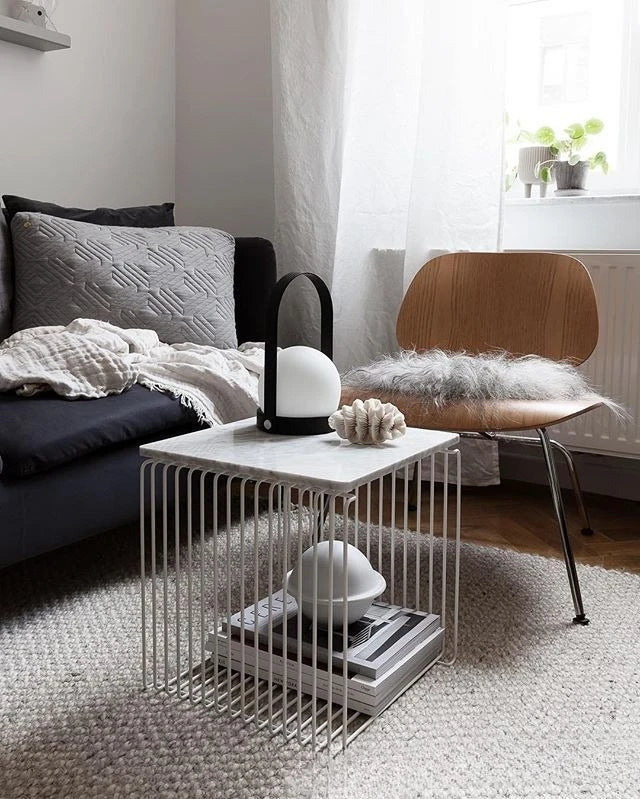 Modern Stainless Steel Wire Frame End bedside Table