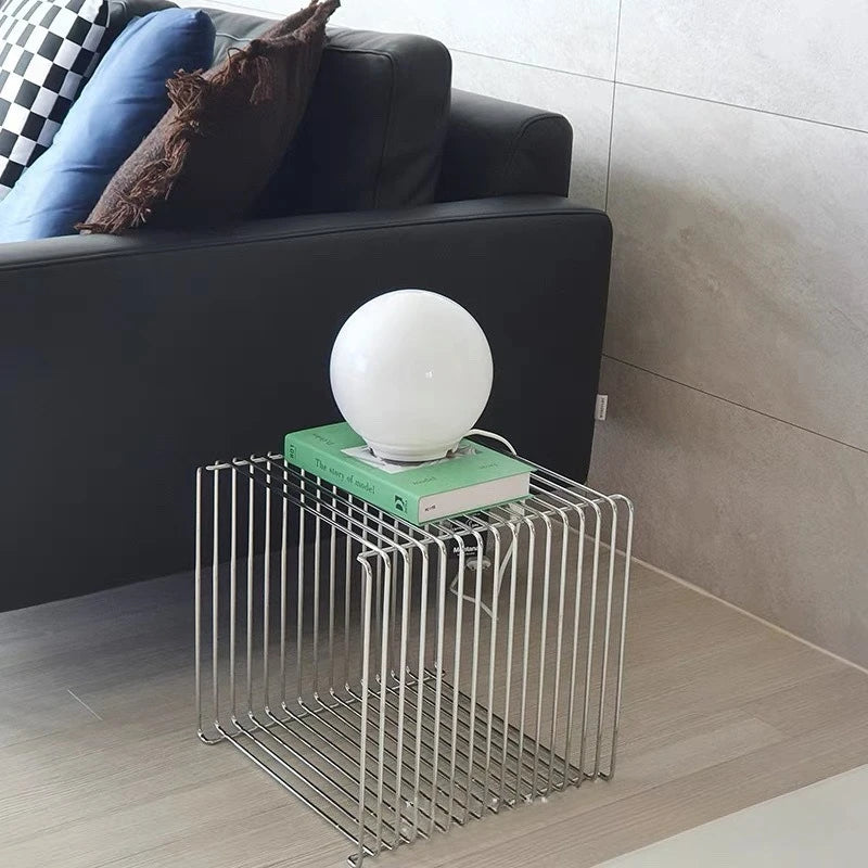 Modern Stainless Steel Wire Frame End bedside Table