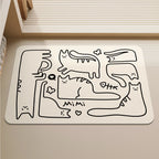 Cat Print Bathroom Mat Black or white