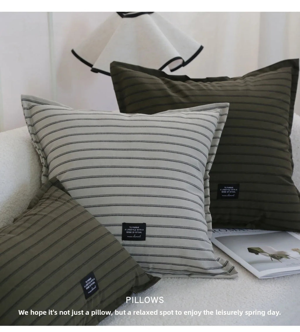 Minimalist Cotton Canvas Striped Cushion