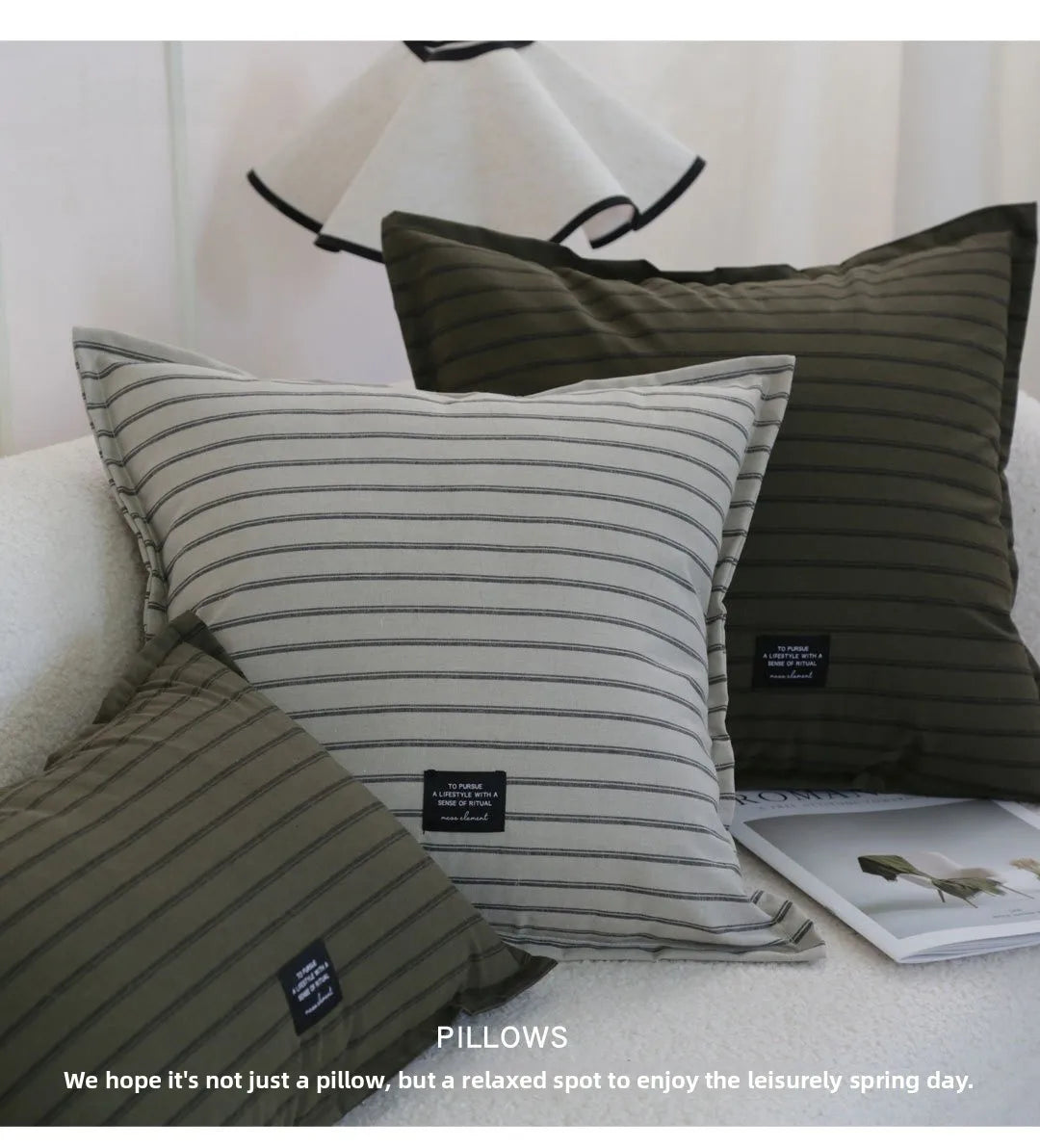 Minimalist Cotton Canvas Striped Cushion