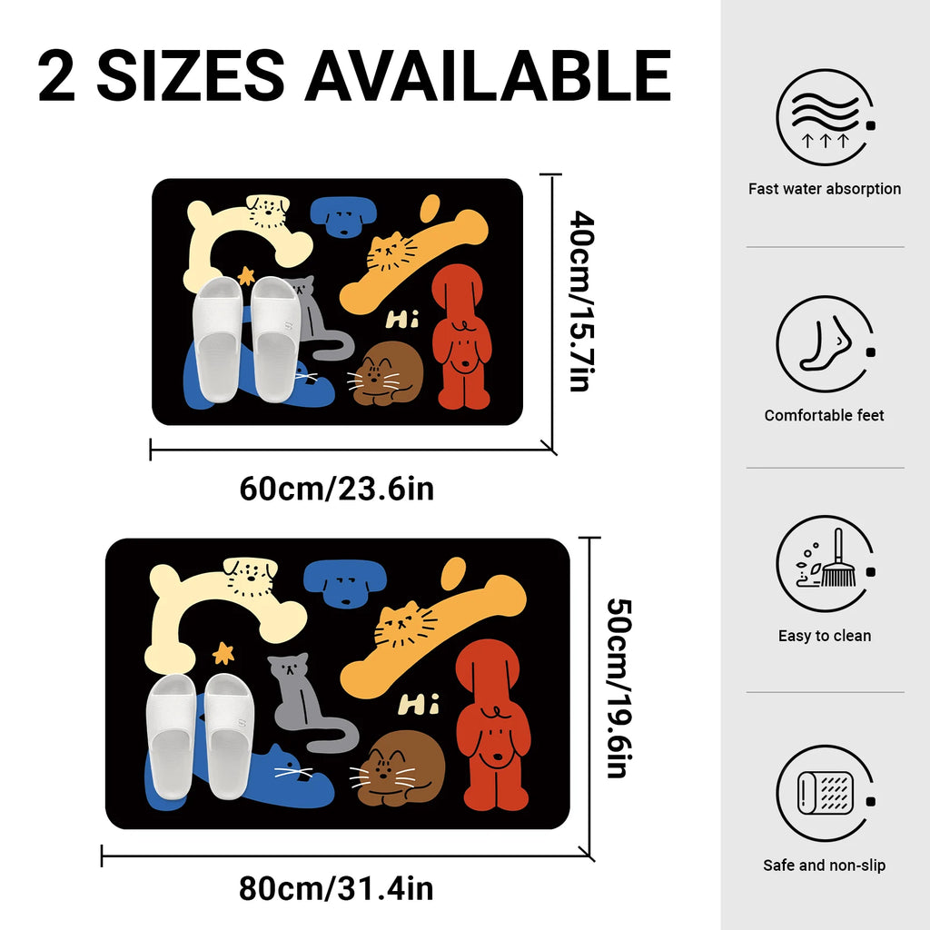 Cat Print Bathroom Mat