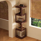 Modern Wooden Geometric Corner Plant & Book Stand