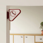 Double Sided Corner Wall Clock Red Frame Corner Wall Clock Home Timepiece Arabic Numerals Grid Face