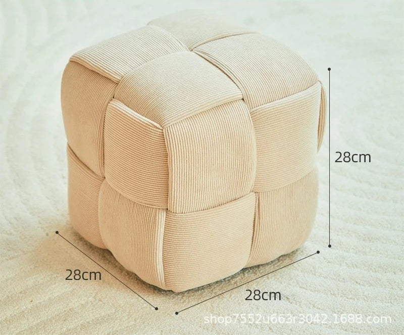 Low stool Home sofa Fabric small square stool Children's bench Solid wood shoe changing stool Internet celebrity creative