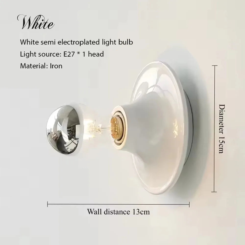 Nordic Vintage Wall Lamp Minimalist E27 Bedside Lamp for Kids Room Curved Painted Metal Flush Mount Ceiling Light