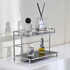 Minimalist Chrome Glass 2-Tier Perfume Storage Tray