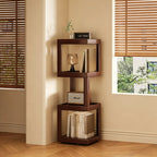 Modern Wooden Geometric Corner Plant & Book Stand