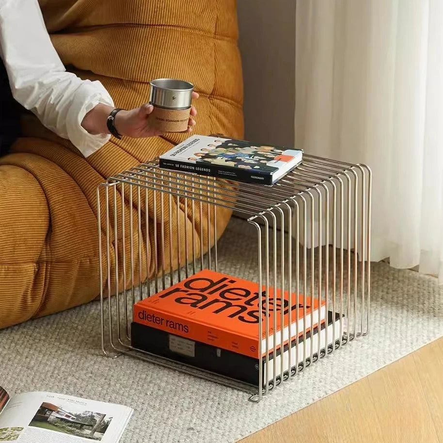 Modern Stainless Steel Wire Frame End bedside Table