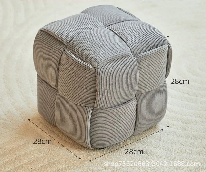 Low stool Home sofa Fabric small square stool Children's bench Solid wood shoe changing stool Internet celebrity creative