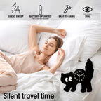 A Fun and Cute Little Black Cat Crystal Porcelain Wooden Wall Clock for Living Room, Bedroom, Kitchen, Home Decoration, Silent Quartz Clock, Holiday Gift 12inch 14inch (No Battery)