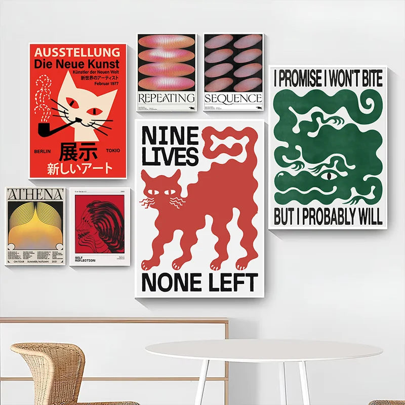 Retro Pop Art Poster Memphis Abstract Wall Art Poster (No Frame)