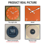 Modern Minimalist Orange Wooden Wall Clock for Living Room, Bedroom, Kitchen, Home Decor, Silent Quartz Clock, Holiday Gift, 10-Inch, 12-Inch 14inch 16inch (Battery Not Included)