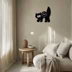 A Fun and Cute Little Black Cat Crystal Porcelain Wooden Wall Clock for Living Room, Bedroom, Kitchen, Home Decoration, Silent Quartz Clock, Holiday Gift 12inch 14inch (No Battery)