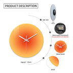 A Creative Gradient Solid Color Tempered Glass Wall Clock, Silent Non-Ticking Timekeeping Wall Clock - Battery-Powered Durable Clock (Battery Not Included), Valentine's Day Gift, Suitable for Bedroom, Living Room, Kitchen, Ha