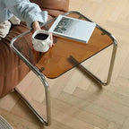 Bauhaus Chrome Cantilever Glass Side Table