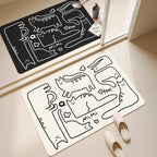 Cat Print Bathroom Mat Black or white