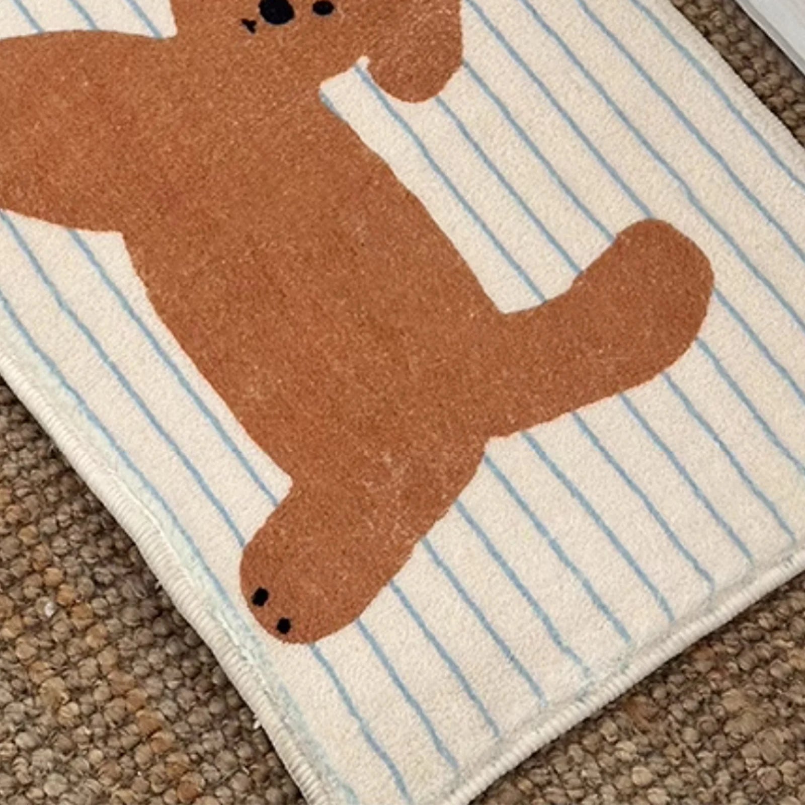 Striped Puppy Fleece Bath Mat