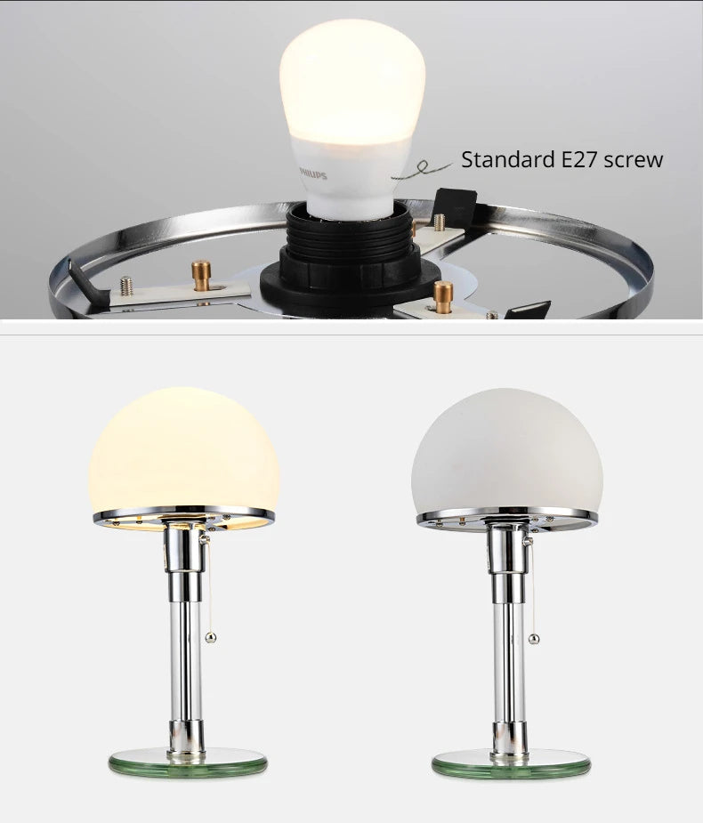 Bauhaus Lamp White Table Lamp Danish Designer Nordic Bedroom Bedside Simple Glass Table Light for Living Room