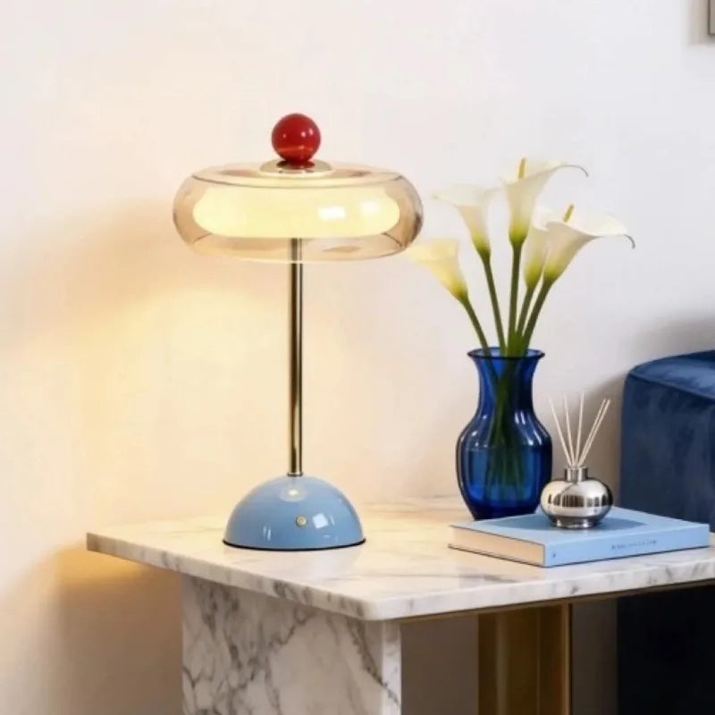 DoLife Store Retro Style Light Luxury High-end Glass Table Lamp 2026 New French Medieval Bedroom Bedside Lamp Charging Model