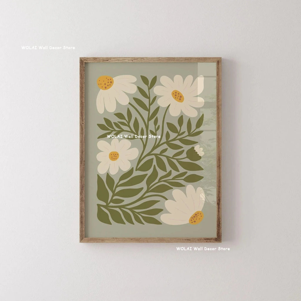 Mid-century Abstract Moody Plant Art Canvas Print Poster (No Frame)