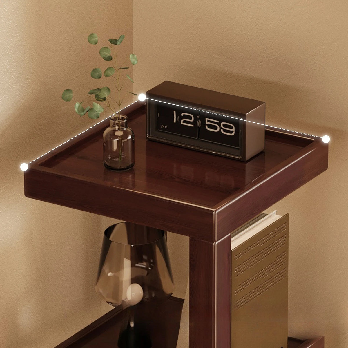 Modern Wooden Geometric Corner Plant & Book Stand