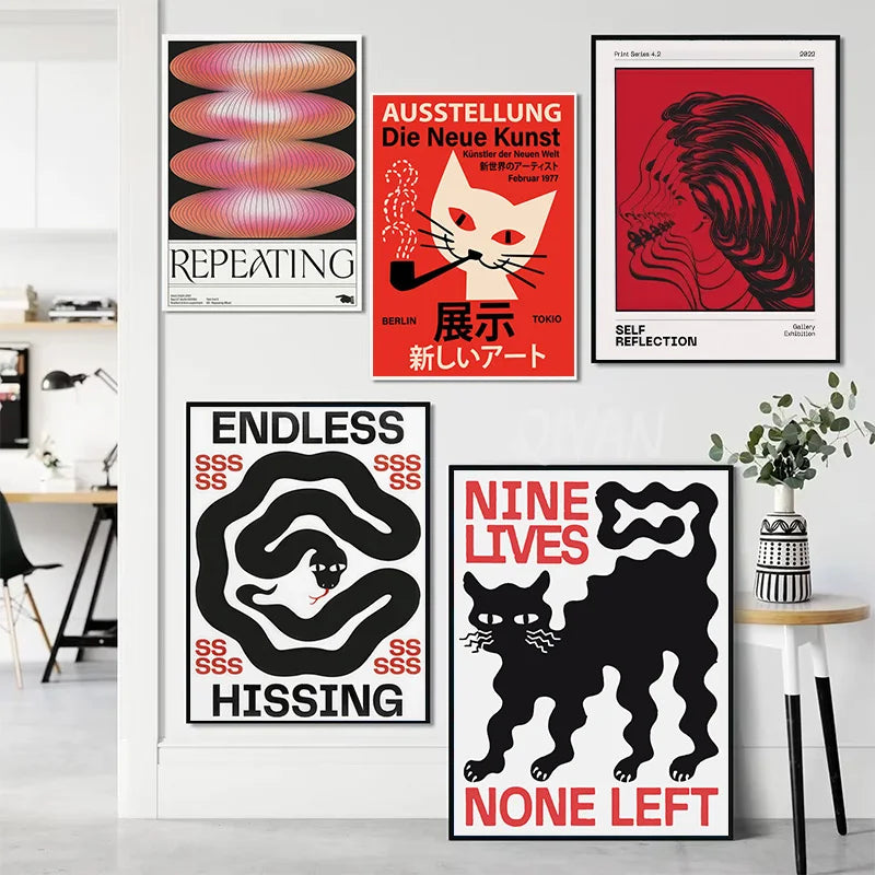 Retro Pop Art Poster Memphis Abstract Wall Art Poster (No Frame)
