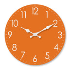 Modern Minimalist Orange Wooden Wall Clock for Living Room, Bedroom, Kitchen, Home Decor, Silent Quartz Clock, Holiday Gift, 10-Inch, 12-Inch 14inch 16inch (Battery Not Included)