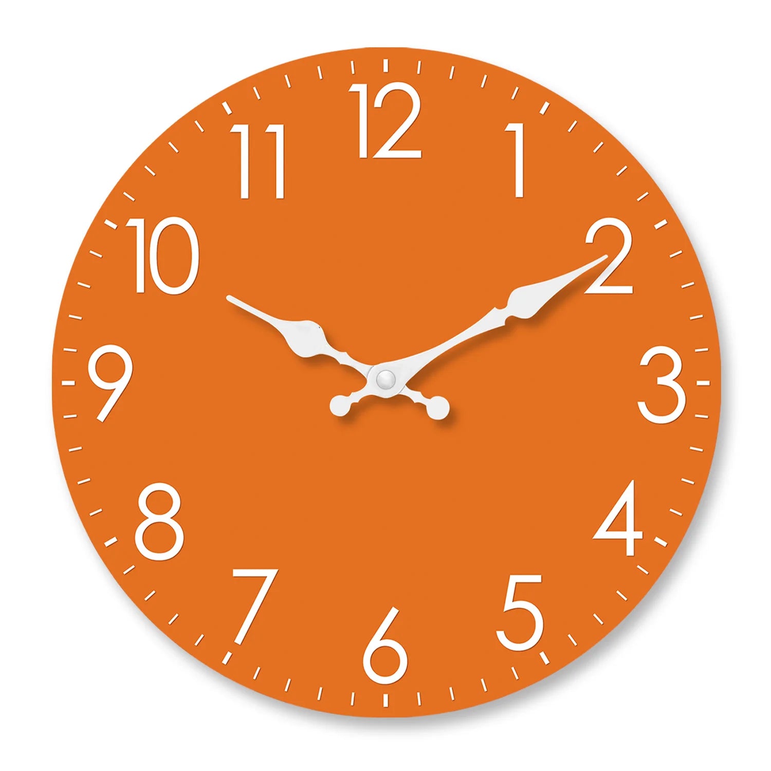 Modern Minimalist Orange Wooden Wall Clock for Living Room, Bedroom, Kitchen, Home Decor, Silent Quartz Clock, Holiday Gift, 10-Inch, 12-Inch 14inch 16inch (Battery Not Included)