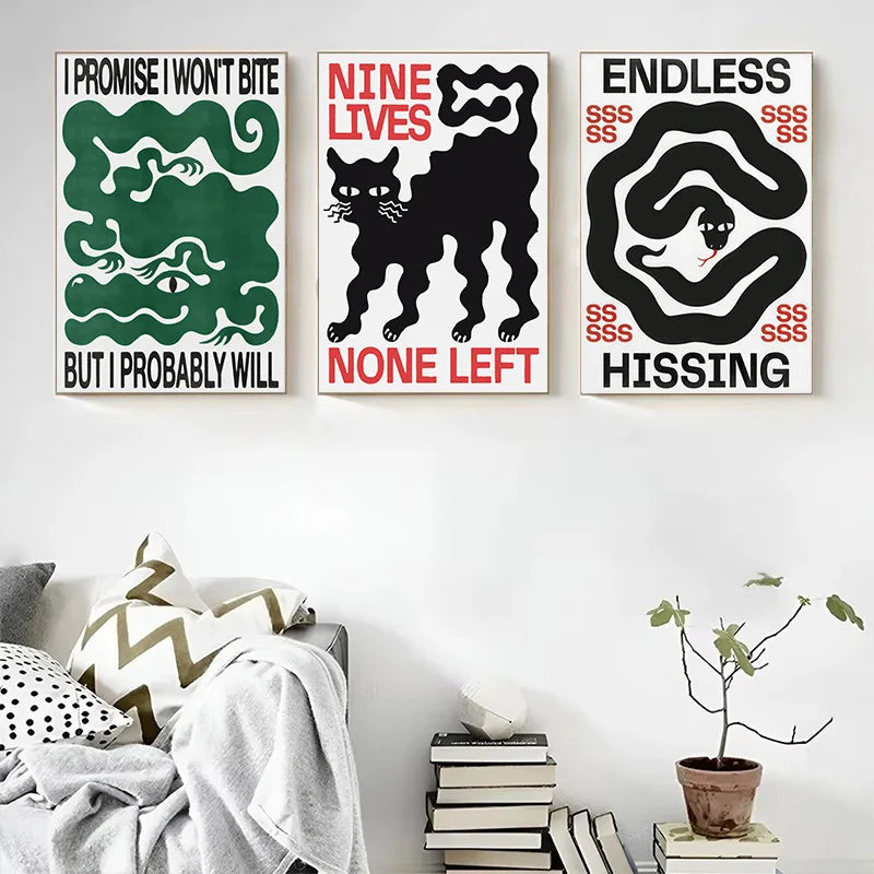 Retro Pop Art Poster Memphis Abstract Wall Art Poster (No Frame)