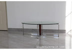 Korean Stainless Steel Oval Simple Glass Coffee Table