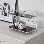 Minimalist Chrome Glass 2-Tier Perfume Storage Tray