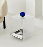 Mid-Century Smoked Acrylic Cube Side Table