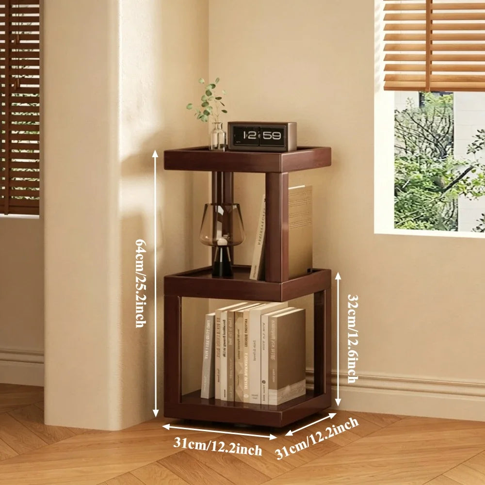 Modern Wooden Geometric Corner Plant & Book Stand
