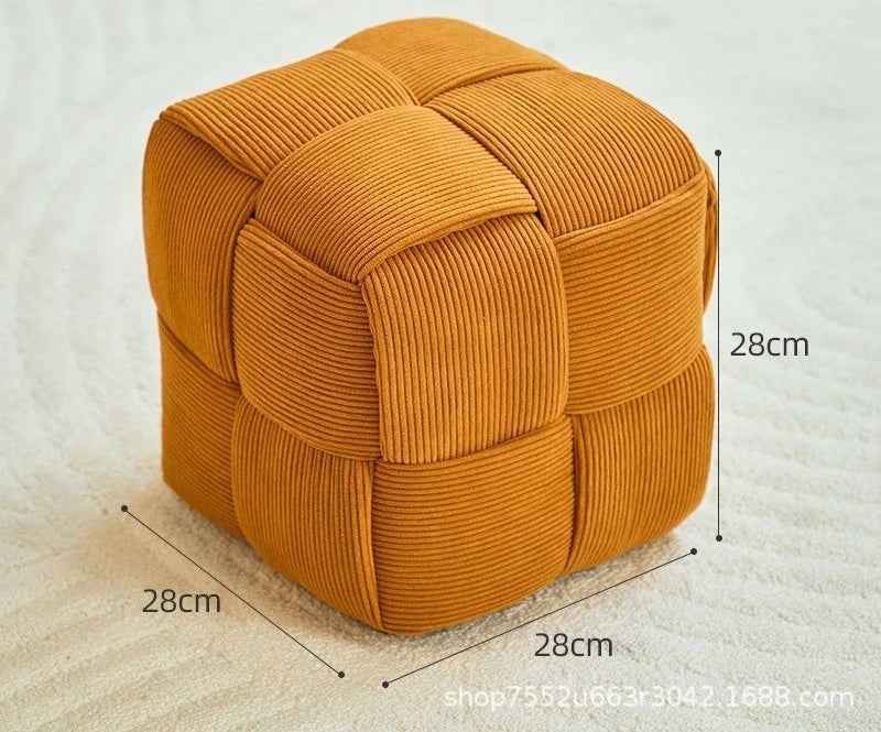 Low stool Home sofa Fabric small square stool Children's bench Solid wood shoe changing stool Internet celebrity creative