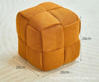 Low stool Home sofa Fabric small square stool Children's bench Solid wood shoe changing stool Internet celebrity creative