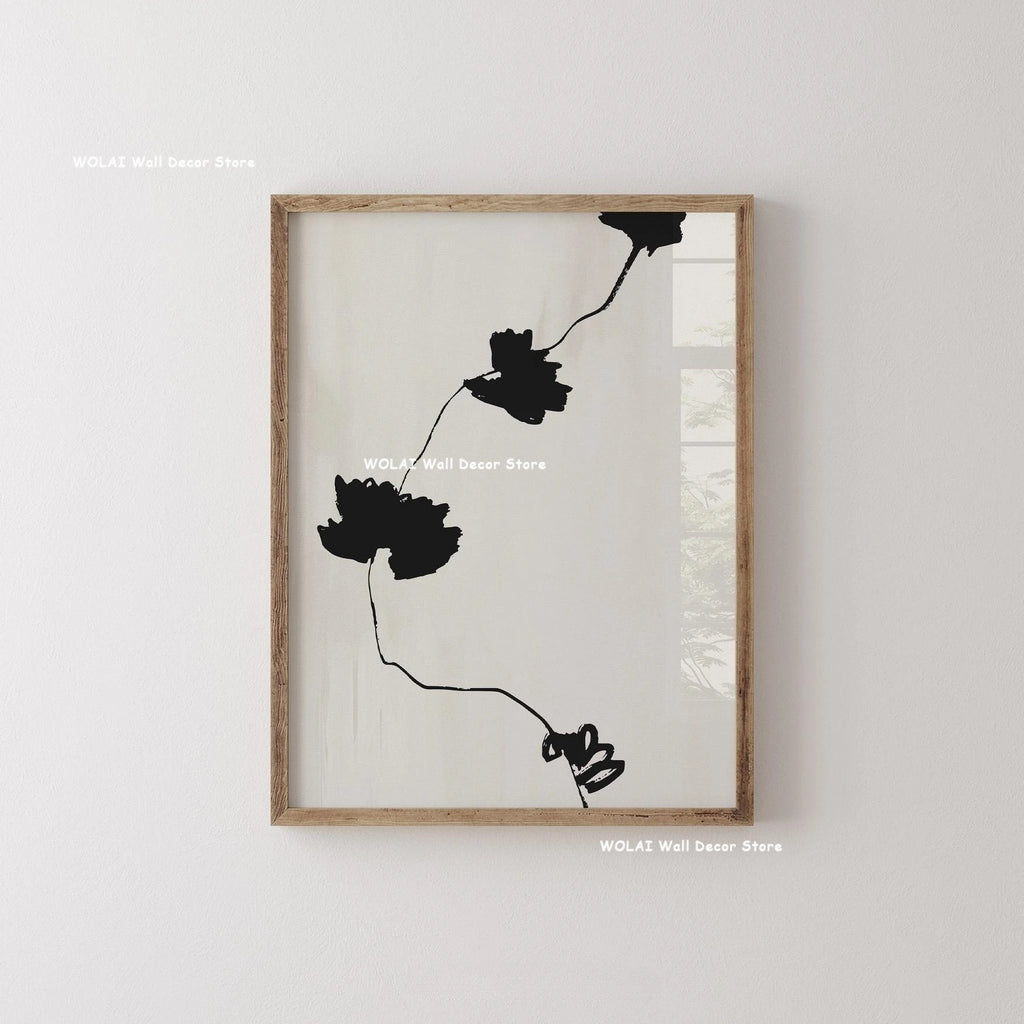 Mid-century Abstract Moody Plant Art Canvas Print Poster (No Frame)