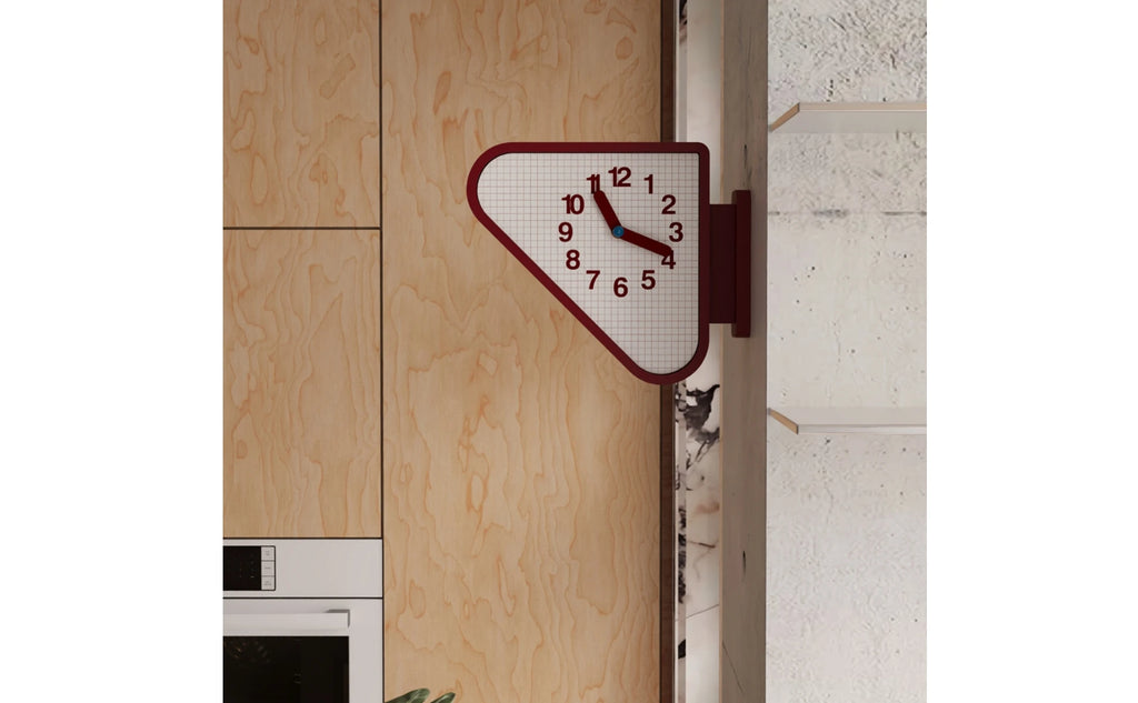 Double Sided Corner Wall Clock Red Frame Corner Wall Clock Home Timepiece Arabic Numerals Grid Face