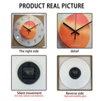 Light Luxury Light and Shadow Flat Pattern Tempered Glass Wall Clock for Living Room, Bedroom, Kitchen, Home Decoration, Silent Quartz Clock, Holiday Gift 12-16inch (Non-Lit)
