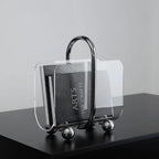 Minimalist Clear Acrylic & Chrome Magazine Rack Holder