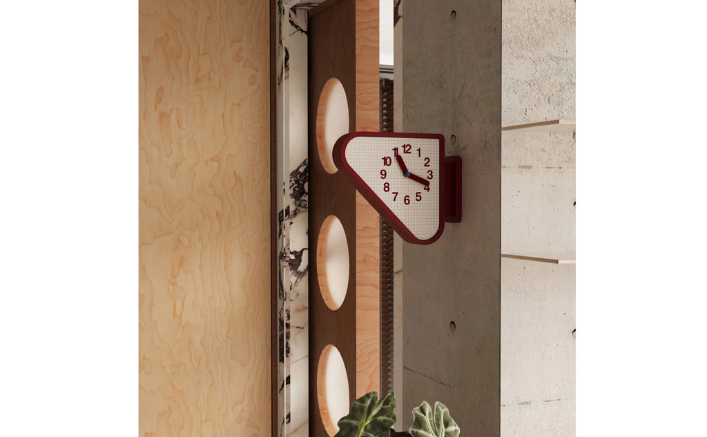 Double Sided Corner Wall Clock Red Frame Corner Wall Clock Home Timepiece Arabic Numerals Grid Face