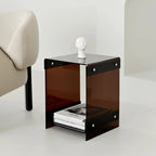 Mid-Century Smoked Acrylic Cube Side Table