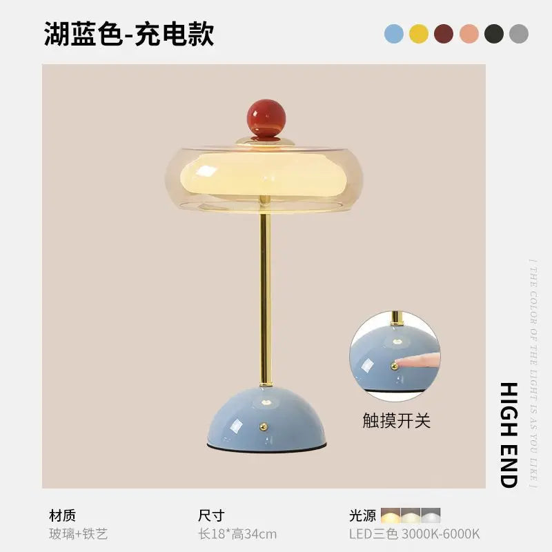 DoLife Store Retro Style Light Luxury High-end Glass Table Lamp 2026 New French Medieval Bedroom Bedside Lamp Charging Model