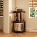 Modern Wooden Geometric Corner Plant & Book Stand