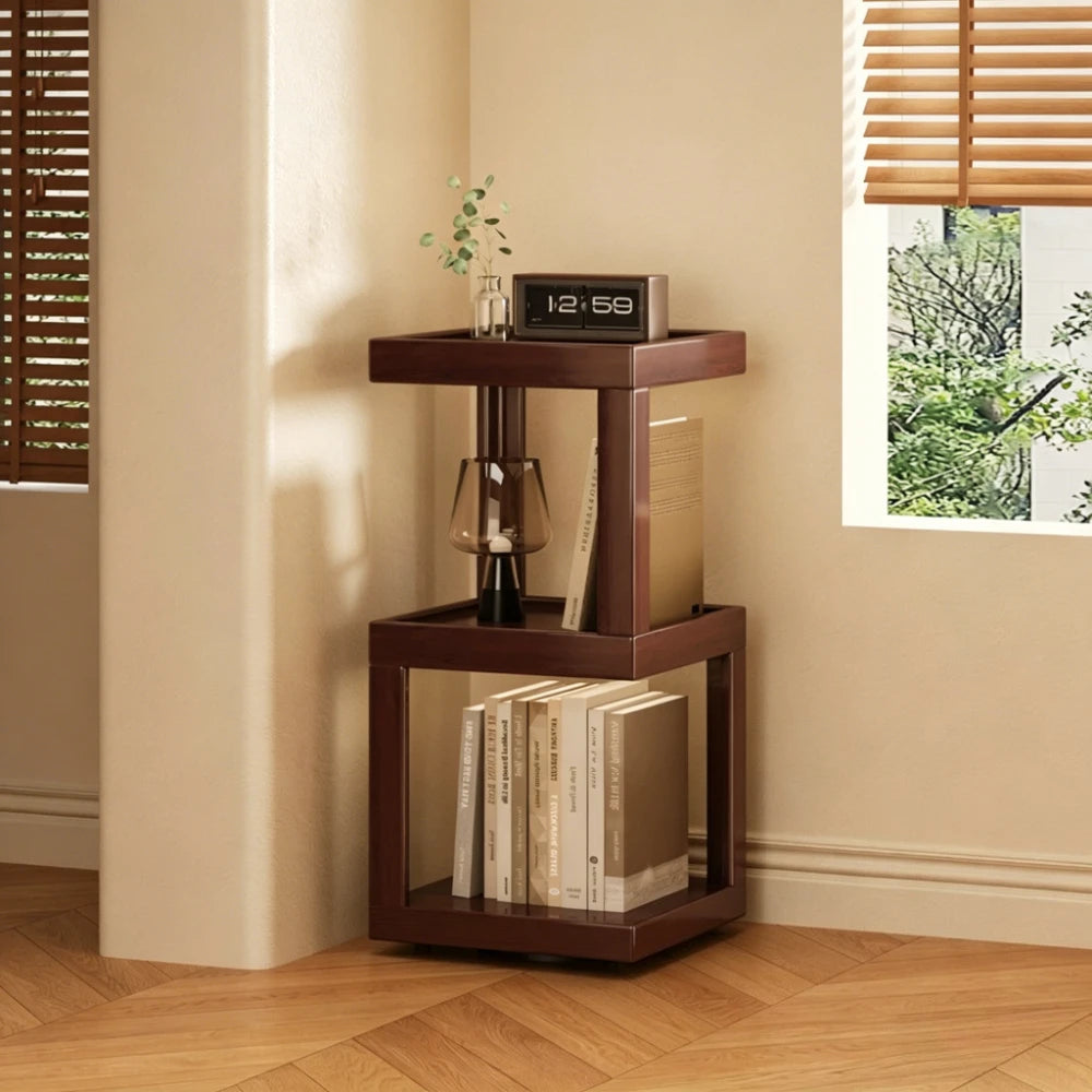 Modern Wooden Geometric Corner Plant & Book Stand