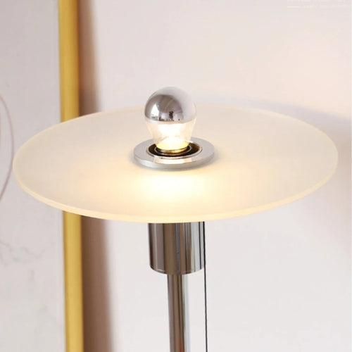 Modern Designer Minimalist Metal Floor Lamp Glass Disc Lampshade Interior Bedroom Bedside Study Reading Atmoshere LED Desk Light