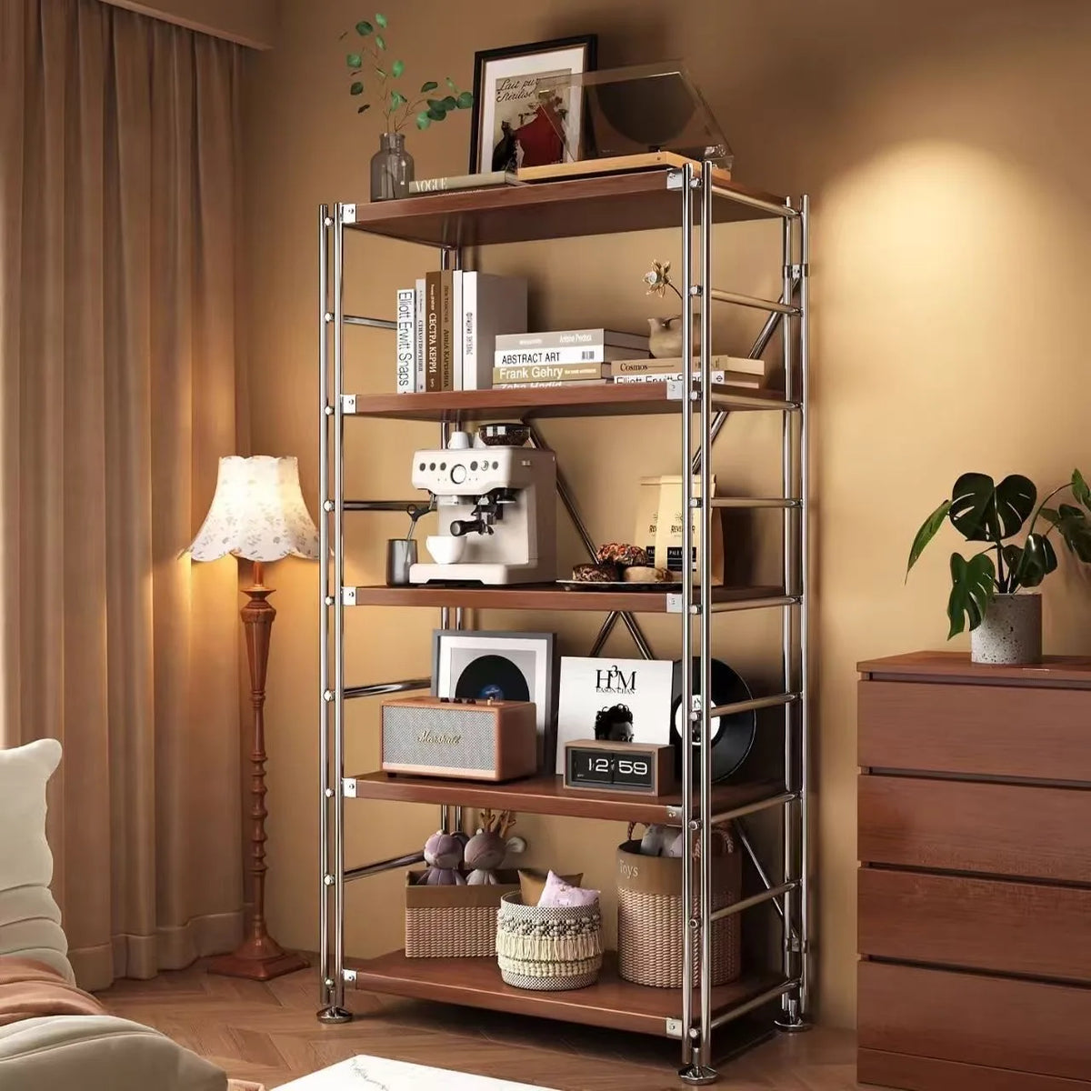 Japanese Style Double Tube Steel Wood Storage Tower