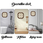 French-Style Retro Cream Crystal Porcelain Square-Shaped Simple Pattern Wooden Wall Clock for Living Room, Bedroom, Kitchen, Home Decoration, Silent Quartz Clock, Holiday Gift, 12 Inches, 14 Inches 16inch (Battery Not Include